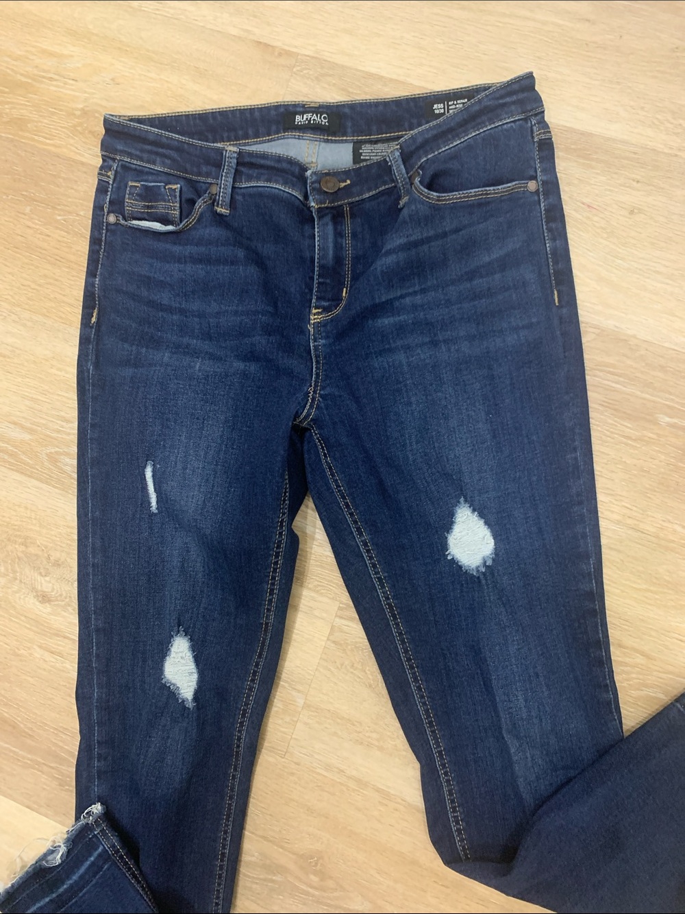 Buffalo David Bitton Dark Blue Skinny Jeans with Distressed Accents JESS